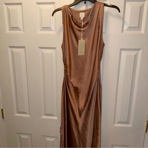 NWT Joie x Revolve Bronze Satin Cowl Neck Formal Dress